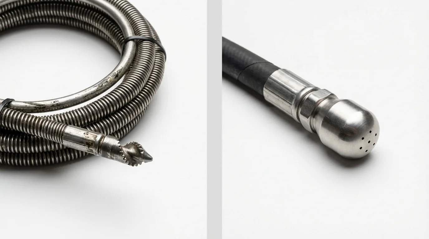 Drain snake cable and hydro jetting nozzle used for drain cleaning in Rifle, CO