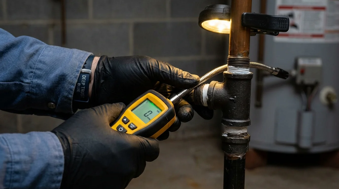 Gas leak detection with electronic sniffer by Johns Plumbing LLC in Rifle