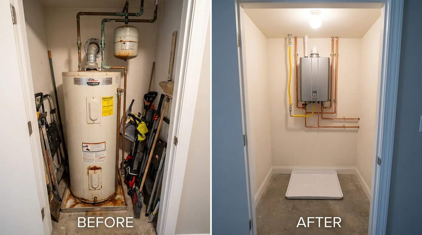 Tank water heater versus wall-mounted tankless unit comparison for Rifle, CO homeowners